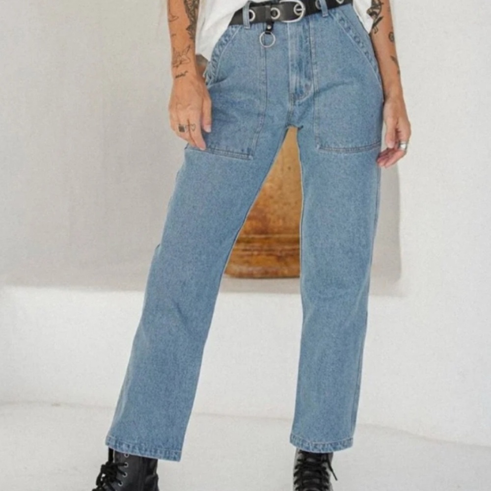 P&Co 304 service fatigue pants denim jeans UK 8 Short/US size 2